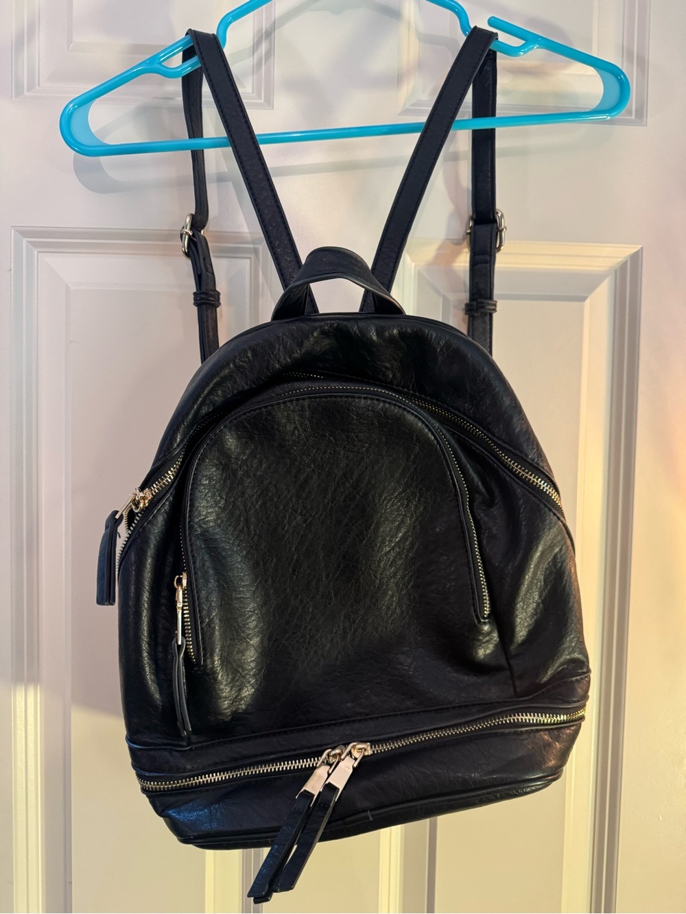 Madison West Black Leather Backpack